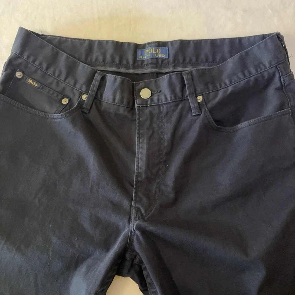 Polo Ralph Lauren Mens 34x30 Navy Blue Stretch Cotton 5-Pocket Pants Straight